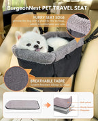 BurgeonNest Center Console Dog Car Seat for Small Dogs up to 11 lbs (Large)