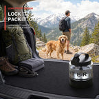 Portable Dog Water Bottle with Travel Bowl, 56 oz/1.6 L, Black | 2-in-1 portable dog water bottle with pull-out bowl; BPA-free plastic, silicone seal, wide mouth and grip for hikes or travel