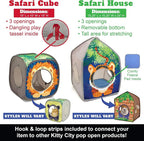 Kitty City Safari Jungle Tiger Pop-Up Cat House, Collapsible Indoor Cat Hideout with Peekaboo Openings, Lightweight Foldable Cat Playhouse