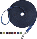 Hi Kiss Dog/Puppy Obedience Recall Training Agility Lead - 15ft 20ft 30ft 50ft 100ft Training Leash - Great for Training, Play, Camping, or Backyard(30ft,Black_Blue)