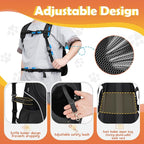 WOYYHO Pet Dog Carrier Backpack with Windows, Ventilated Small Dog Backpack | Breathable Top & Side Windows, Safety Belt, Storage Pockets, Small Dog Front Backpack, for Travel Hiking Outdoor, Black2.0, L