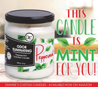 Peppermint Odor Eliminating Highly Fragranced Candle - Eliminates 95% of Pet, Smoke, Food, and Other Smells Quickly - Up to 80 Hour Burn time - 12 Ounce Premium Soy Blend