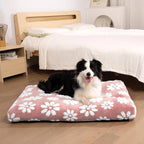 Cute Fluffy Dog Beds for Extra Large Dogs, 41"x 28", Pink Flower | Thick Dog Bed for Crate Kennel, Pet Bed with Removable Washable Cover, Anti-Slip Bottom