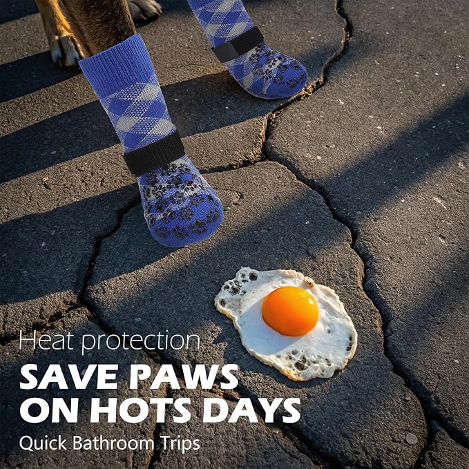 EXPAWLORER Dog Socks for Hot Summer Pavement to Prevent Licking Paws, Anti Slip Doggie Booties Grippy Shoes for Hardwood Floors, Boots & Paw Protectors for Small Medium Large Senior Dogs Blue XL