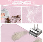 Silicone Cat Litter Mat for Litter Box 40”x28” Large Cat Mat, Pink | Waterproof, Non-Slip, Leak-Proof Rug Mat with Lip, Easy to Clean, Extra Large Litter Catcher Mat for Floor