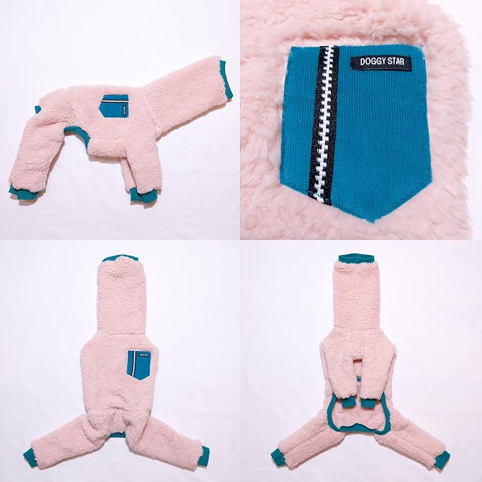 D Doggy Star Italian Greyhound Sweater Turtleneck Outfit Warm Fleece Onesie Clothes Whippet for Dog Coat (S,Green Pkt)