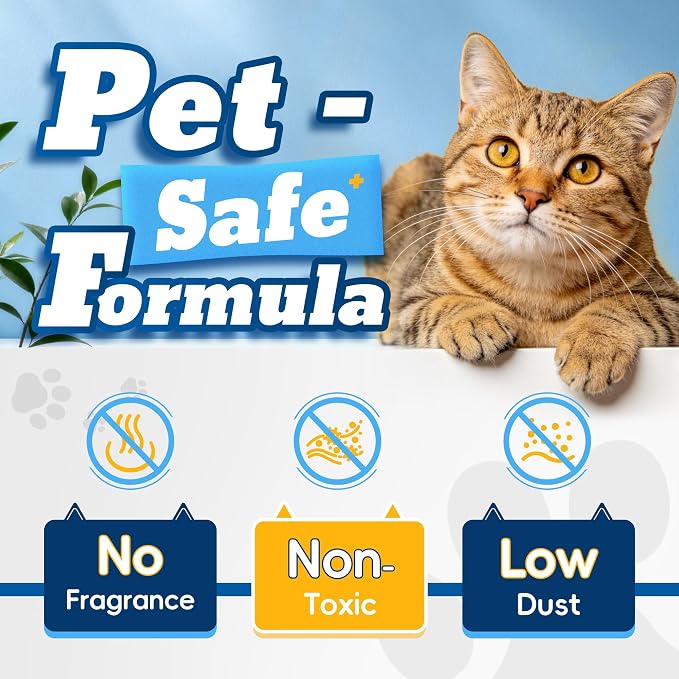 LMJP Crystal Cat Litter for Long-Lasting Odor Control, Non-Clumping, 17.2lb | 4 Months Supply, Unscented, Rapid Water Absorption, Low Tracking, Low Dust, Lightweight White Silica, 4 Pack of 4.3lb