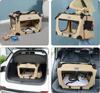 Petprsco Portable Collapsible Dog Crate, 24" Soft Dog Crate for Car Travel | Small Dog Crate Kennel 24”*17”*17” with Soft Blanket and Foldable Bowl for Large Cats & Small Dogs Indoor and Outdoor Use