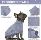 Queenmore Small Dog Pullover Sweater, Cold Weather Cable Knitwear, Classic Turtleneck Thick Warm Clothes for Chihuahua, Bulldog, Dachshund, Pug, Yorkie (Grey, X-Large)