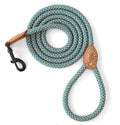 Mile High Life Dog Leash with Genuine Leather Connection, 6 FT/5 FT/4 FT | Rope Leash, Heavy Duty 360° Swivel Metal Clasp, for Small Medium & Large Dogs (Peacock Blue, 72 Inch)