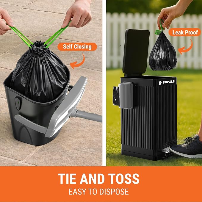 Pupzle Dog Pooper Scooper with Bag Attachment, 40" Long Handle Dog Scooper | Dog Poop Scoop for Yard, Large Capacity Swivel Bin and Rake Pooper Scooper, Lavender Scented Bags for Large Dogs (Grey)