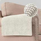 H.VERSAILTEX Plush Chenille Couch Armrest Cover 2 Packs Thick and Soft Sofa Covers Furniture Protector Cover for Pets (27.5" x 27.5", Ivory)