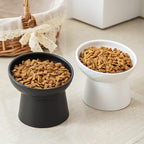Elevated Cat Bowls, 15° Tilted Ceramic Raised Cat Food and Water Bowl Set, Whisker-Friendly Porcelain Pet Feeder Dishes for Indoor Cats and Small Dogs,White,5.2 Inch,4 Pack