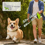 Pecute 32ft Retractable Dog Leash with Reflective Strips, 360° Tangle-Free, One-Button Control & Sturdiness Nylon Material, Long Leash Retractable with Poop Bag Holder for Small Medium Dog