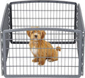 IRIS USA 4-Panel Dog Playpen, Pet Enclosure, Dark Gray | Puppy Training, Flexible Boundary, Configurable Layout, Multi-Shape Setup, Tool-Free Assembly, Stable Non-Tip Base