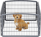 IRIS USA 4-Panel Dog Playpen, Pet Enclosure, Dark Gray | Puppy Training, Flexible Boundary, Configurable Layout, Multi-Shape Setup, Tool-Free Assembly, Stable Non-Tip Base
