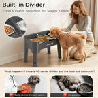 URPOWER Mess Proof Elevated Dog Bowls for Small Dogs with Splash Guard | 4 Height Adjustable Raised Stand with 2 Stainless Steel Food Bowls & Licking Plate for Small, Medium & Large Dogs