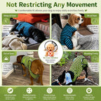 Dog Recovery Suit, 2 Packs, Breathable Cotton, Abdominal Wounds Protection, Anti-Licking Onesies for Male Female Pets, Surgery Bandages, Size S, Blue & Green Stripes
