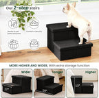 Love's cabin Dog Stairs for High Bed, Foldable Pet Stairs for Small Medium or Large Dogs Puppy with Storage for Bed or Couch, Cat Dog Steps Ramp with Zip up to 200 lbs, Black, 2 Steps