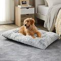 BFPETHOME Dog Beds for Large Dogs, Plush Dog Crate Bed Fluffy Cozy Kennel Pad for Sleeping &Ease Anxiety, Washable Pet Mats with Anti-Slip Bottom for Large Medium Dogs, Pet Bed, Grey
