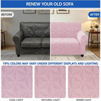ZNSAYOTX Stretch Couch Cover, 1 Piece Sofa Covers for 3 Cushion Couch, Jacquard Sofa Slipcovers with Elastic Bottom Thickened Furniture Protector for Dog Cat Pet (Large, Dusty Pink)