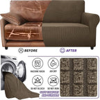 ZNSAYOTX Super Stretch Couch Cover (72"-92") Universal Sofa Covers with Elastic Bottom, Dog Cat Pets Friendly Washable Furniture Protector Fitted Sofa Slipcovers Stay in Place (Brown, Sofa)