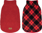 cyeollo Small Dog Coat, Sherpa Dog Winter Coat Reversible Fleece Doggie Jackets Doggy Sweater for Small Dogs Male with Leash Hole, Soft Cold Weather Pet Clothes, Buffalo Plaid M