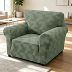 ZNSAYOTX Stretch Armchair Covers for, 1-Piece Chair Slipcovers for Living Room, Furniture Protector with Elastic Bottom for Dogs Cats Kids Geometrical Jacquard Fabric (Small, Army Green)