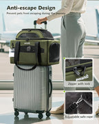 Pecute Expandable Airline Approved Pet Carrier for Cats & Dogs, Light Gray | Fits pets under 11 lbs, Under-seat airline approved, Anti-scratch mesh, Safety leash & locking zippers, Leakproof pee pad