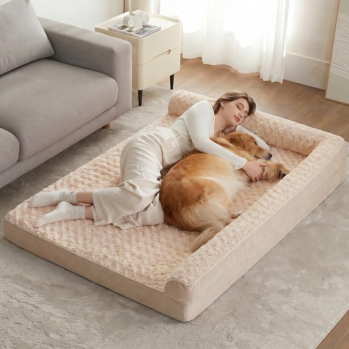 BFPETHOME Orthopedic XXL Dog Beds Large Sized Dog, Washable Dog Sofa Bed | Removable Cover, Waterproof Lining, Non-Slip Bottom, Large Pet Couch for Big Dogs, Cozy Shared Sleeping Dog Bed for Indoor