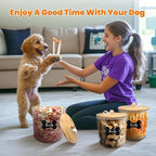 HOYTAMDAR 3 Pack Airtight Dog Treat Containers Bamboo Lids, Dog Treat Jars | Dog Food Storage Container with Scoops, Clamps, Labels and Marker, Dog & Cat Treat Holder