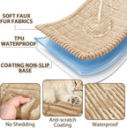 FUANGUI Waterproof Couch Cover Sofa Cover for Dogs and Pets Sofa Protector | Non-Slip Washable Fuzzy Soft Cat Bed Sofa Slipcover for 2-3 Cushion Couch Sofa Pet Friendly, Khaki, 27.6" x 82.7", 1 pcs