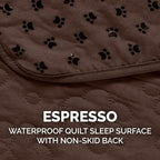 Furhaven Waterproof & Non-Slip Recliner Chair Cover Protector w/ Side Pockets for Dogs, Cats, & Children - Quilted Paw Print Living Room Furniture Cover - Espresso, Recliner