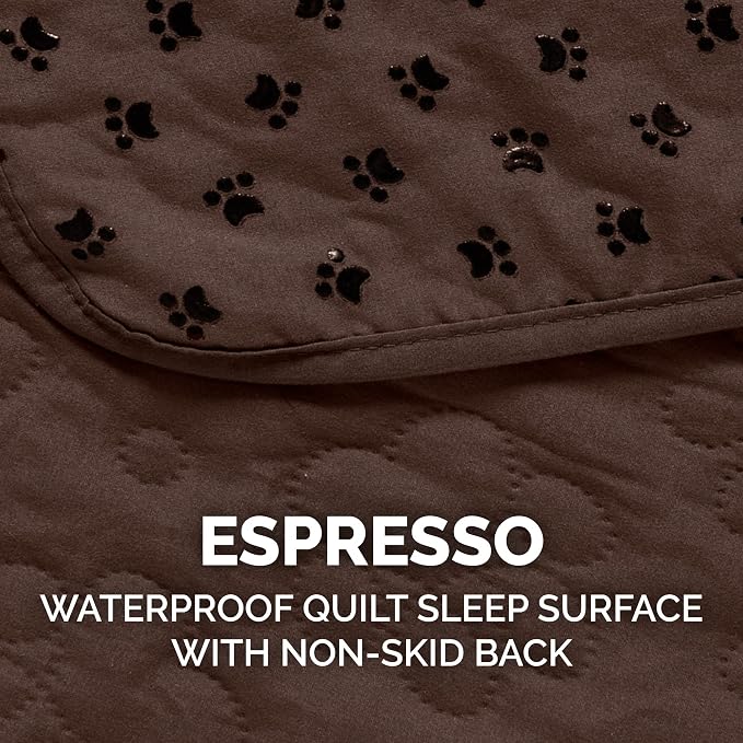 Furhaven Waterproof & Non-Slip Recliner Chair Cover Protector w/ Side Pockets for Dogs, Cats, & Children - Quilted Paw Print Living Room Furniture Cover - Espresso, Recliner