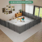 32 Inch Dog Playpen Outdoor, 8 Panels Puppy Playpen Heavy Duty Dog Play Pen Indoors, Rust Resistant Dog Pen for Large/Medium/Small Dogs, Dog Fence for RV Camping