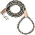 Mile High Life Dog Leash with Genuine Leather Connection, 4/5/6 FT | Rope Leash, Heavy Duty 360° Swivel Metal Clasp, for Small Medium & Large Dogs Walking (White, 48 Inch-1/2)