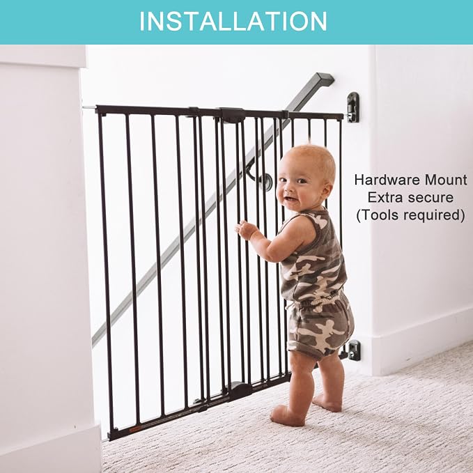 Toddleroo Easy Swing & Lock Baby Gate for Top of Stairs: 31" Tall, Bronze | Top of Stairs Baby Gate, Hardware Mount, Open-Direction Control, 28.7"-47.8" Wide, 31" Tall, One-Hand Operation, Swing-Latch