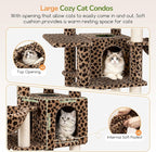 Globlazer Extra Large Cat Tree, 78 inch Sturdy Tall Cat Tree Tower for Indoor Multiple Large Adult Cats Kittens with 6 Scratching Posts, Enlarged Top Perch, 2 Padded Condos, S78G, Leopard Print