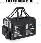 Cat Carrier for 2 Cats, Foldable Double Cat and Dog Carrier, Small to Medium Size, 2 Front Zippered Compartments,Two Pets Carrier for Outdoor Travel,Mulitple Cat Carrier (Black)