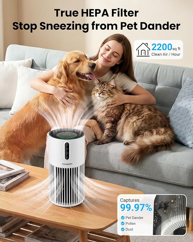 Air Purifiers for Home Pets | Smart HEPA Pet Air Purifier for Bedroom, Smart WiFi 2200 Sq.Ft, Alexa Control, Washable Filter for Smoke Dust Odor