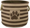 Bone Dry Pet Storage Collection Striped Paw Patch Bin, Small Round, Brown