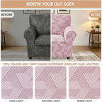 ZNSAYOTX Stretch Armchair Covers for, 1-Piece Chair Slipcovers for Living Room, Furniture Protector with Elastic Bottom for Dogs Cats Kids Geometrical Jacquard Fabric (Small, Dusty Pink)
