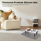 Summark Upgraded Elevated Cat Bowls with Food Mat,15°Tilted Stand Anti Vomiting Raised Cat Dishes for Food and Water,2 Stainless Steel Bowls for Cats and Puppy（White）