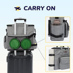 Modoker Dog Travel Organizer with 2 Collapsible Bowls for Supplies & Accessories, Airline Approved Dog Tote Pet Travel Bag with 2 Travel Food Container | Dog travel accessories set with feeding supplies, bowls, mat, and strap. Ideal for weekend trips.