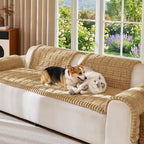 FUANGUI Waterproof Couch Cover Sofa Cover for Dogs and Pets Sofa Protector | Non-Slip Washable Fuzzy Soft Cat Bed Sofa Slipcover for 2-3 Cushion Couch Sofa Pet Friendly, Camel, 27.6" x 70.9", 1 pcs