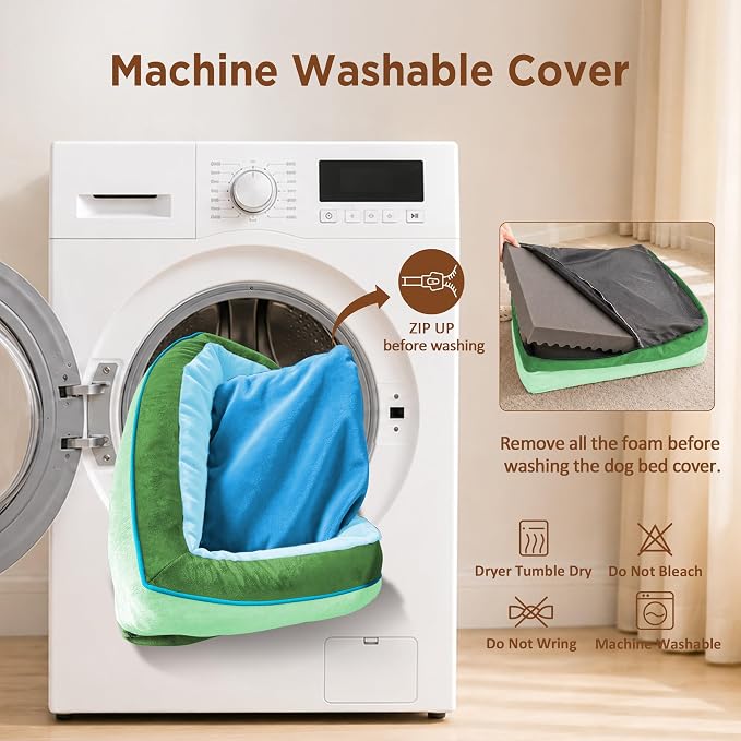 Comfort Expression Orthopedic Dog Bed for Extra Large Dogs with Bolster | Waterproof Dog Couch Bed with Washable Cover & Non-Slip Bottom, Supportive Egg Crate Foam XL Pet Bed, 45x35 Inch