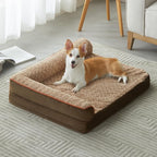 BFPETHOME Orthopedic Washable Dog Beds for Large Dogs, Sleeping Dog Couch | 36x27 Inch Deluxe Plush Rose Velvet Washable Cover, Egg Crate Foam Support, Waterproof Lining, Non-Slip Bottom, Senior Dogs