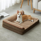 BFPETHOME Orthopedic Washable Dog Beds for Medium Dogs, Sleeping Dog Couch | 30x20 Inch Deluxe Plush Rose Velvet Washable Cover, Egg Crate Foam Support, Waterproof Lining, Non-Slip Bottom, Senior Dogs
