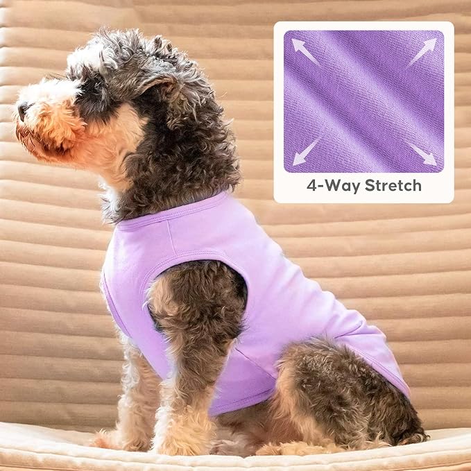 KYEESE 2Pack Dog Shirt, Soft Striped Dogs T Shirts, Lightweight Pet Tank Top, Sleeveless Dog Shirt for Medium Dogs, Stretchy Comfortable Pet Vest, Purple+Blue Striped, 2XL