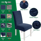 MAXIJIN Dining Chair Covers Set of 2, Stretch Kitchen Chair Covers for Dining Chairs, Removable Washable Parson Seat Slipcover for Home, Restaurant, Hotel, Banquet (Navy Blue)